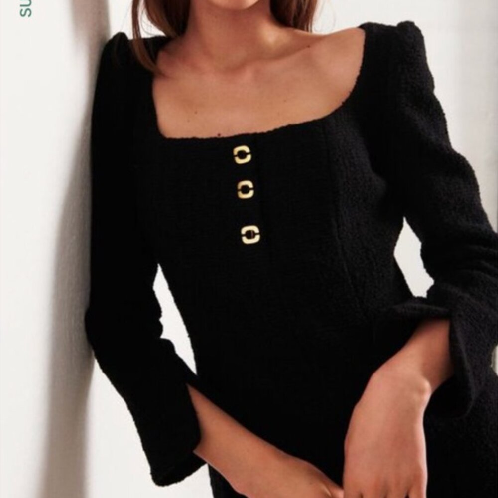 ba&sh Black Long Sleeve Mini Dress - size L